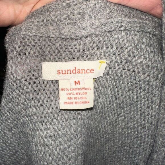 Sundance gray wool blend drape front M cozy cardigan - Picture 3 of 3